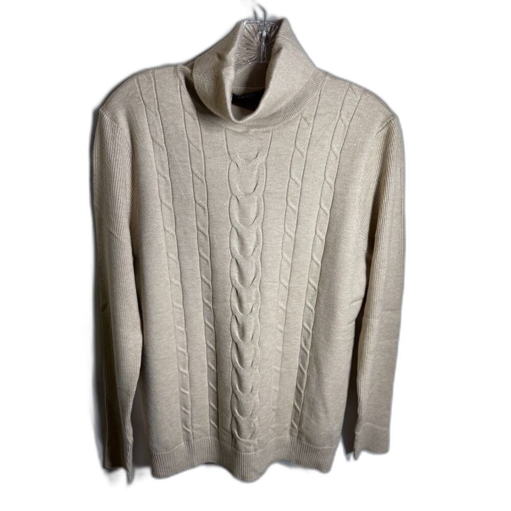 Women’s XL Cream Cable Knit Turtleneck Sweater